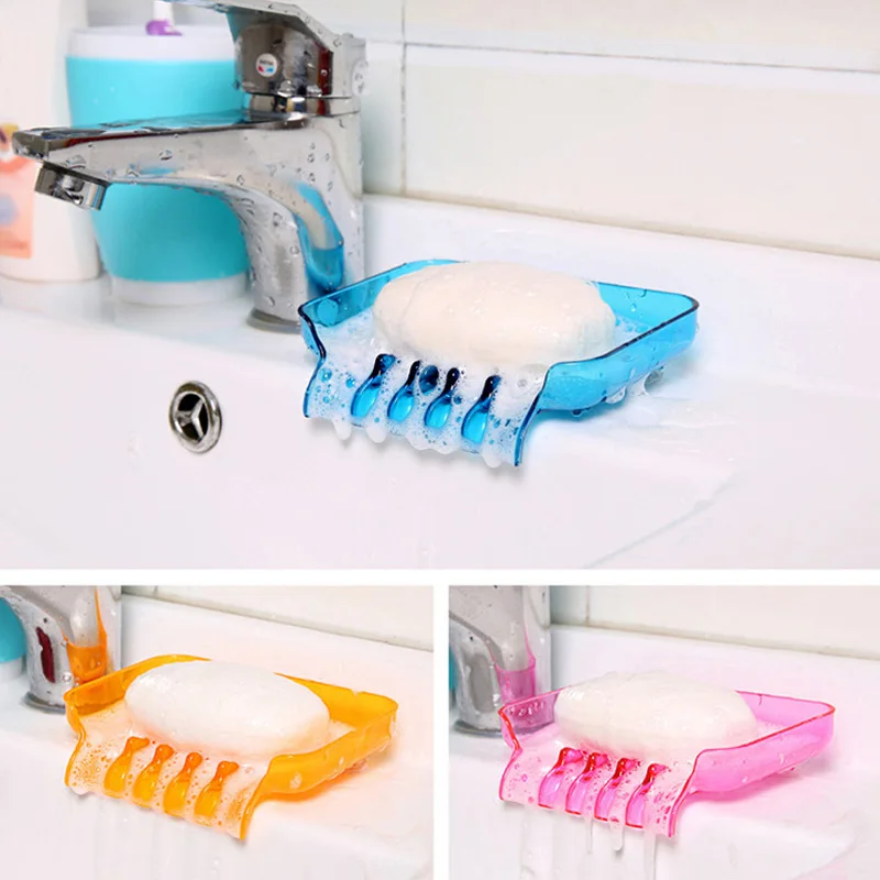

Soap Storage Box Water Drain Sponge Holder For Kitchen Double Sucker Bathroom Kitchen Organizer 2018ing