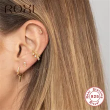 ROXI personity Готическая панковая заклёпка, серьги для женщин и мужчин, унисекс, серьги-гвоздики с заклепками, гипоаллергенные серьги из стерлингового серебра 925 пробы