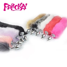 Tapón Anal suave de acero de la cola del zorro salvaje/silicona para las mujeres, accesorios de Cosplay, se arrastra patas Buttplug(China)