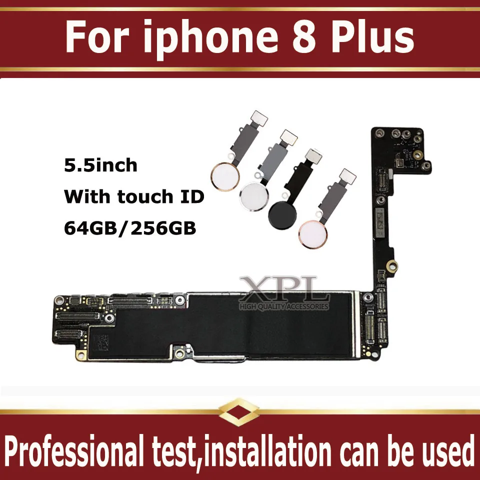 Заводская разблокированная Логическая плата для iphone 8 Plus материнская с/без Touch ID