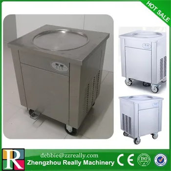 

220V fried ice cream machine can frying ice rolls single big pan fried ice cream machine 450mm