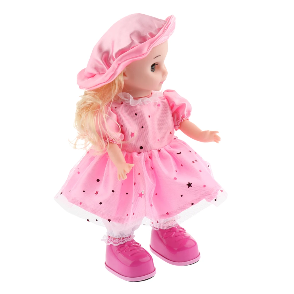 Smart Walking, Singing Robotic Girl Doll Toy for Kid Dress Up Nursery Role Pretend Play Fun Robot Baby Doll #D