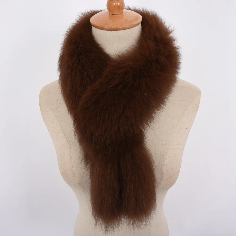 Новое поступление женский зимний теплый шарф из натурального Лисьего меха Модный стильный высококачественный натуральный меховой шарф S7391 - Цвет: Dark Camel