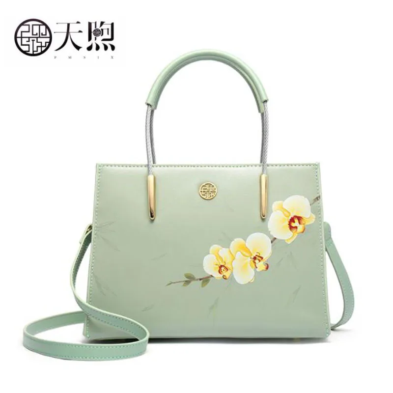 

Pmsix high quality fashion luxury brand handbag female 2019 new temperament leather printing Messenger bag Chinese style fashion