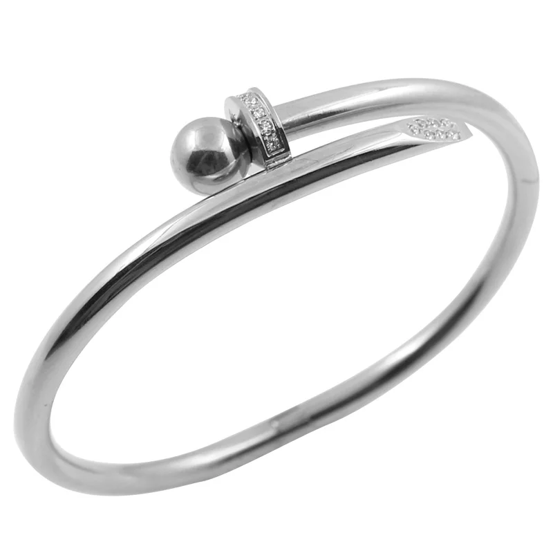 Stainless Steel Gold Color Crystal Bracelets Luxury Stylish Screws Bangle For Women Girl Decoration Jewelry Accessory Gift