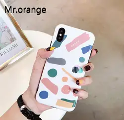 Mr. orangePhone чехол для iPhone X 6 6 S 7 8 плюс геометрические Письма Мягкая IMD защитный красочные телефон задняя крышка случаях Coque подарки