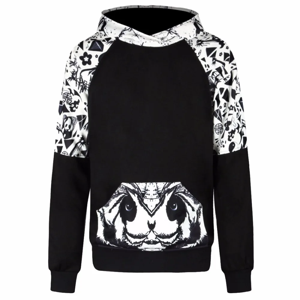 2017 Autumn Winter New Streetwear Cool Hoodies Panda Pattern Print 3D