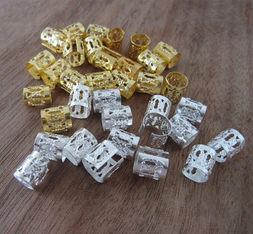 100 золотой и серебряный смешанные бусины для дредов регулируемые волос кольцо для косички Клип 8 мм отверстие
