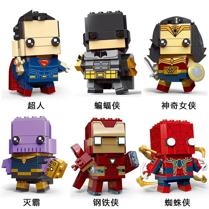 Новинка Brickheadz фигурки супер герой DC Лига Справедливости brick Heads Железный человек паук Строительные блоки детские игрушки