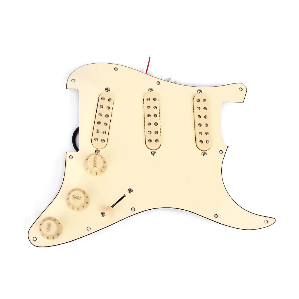 Replacement Prewired HHH 3 Dual Coil Pickups 3ply 11 Holes Pickguard w/ Volume & Tone Control Knobs for Fender ST Guitar Parts