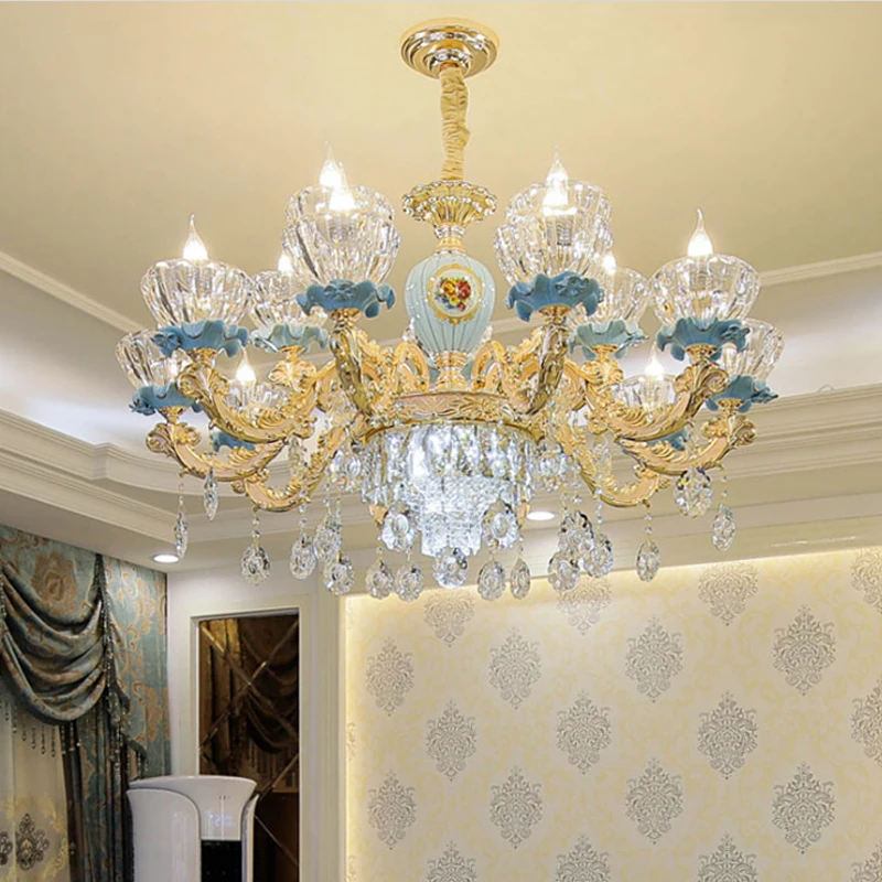 Luxury Ceramic Chandelier Atmosphere Living Room Hanging Hall Light Bedroom Restaurant Contemporary led led Crystal Chandeliers