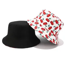 Принт вишни, двусторонняя Панама, хип-хоп хлопковая рыболовная Кепка с фруктами, летняя мужская Панама для рыбалки, Мужская Солнцезащитная шляпа K Pop, Солнцезащитная шляпа