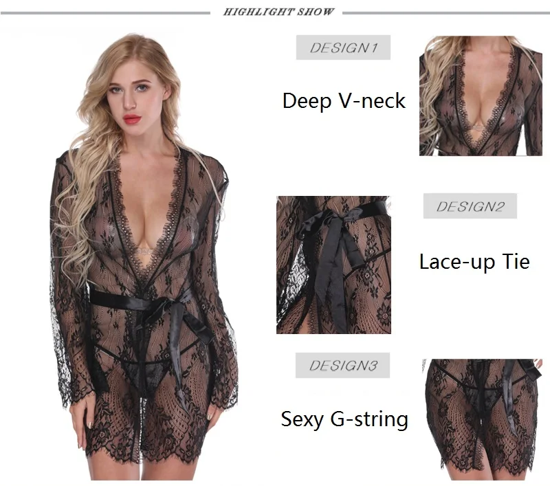 NINGMI Sexy Robe Lingerie Nightgown Erotic Underwear Nightdress Sex Costumes Babydolls G-string Silk Satin Lace Kimono Sleepwear NINGMI Sexy Robe Lingerie Nightgown Erotic Underwear Nightdress Sex Costumes Babydolls G-string Silk Satin Lace Kimono Sleepwear