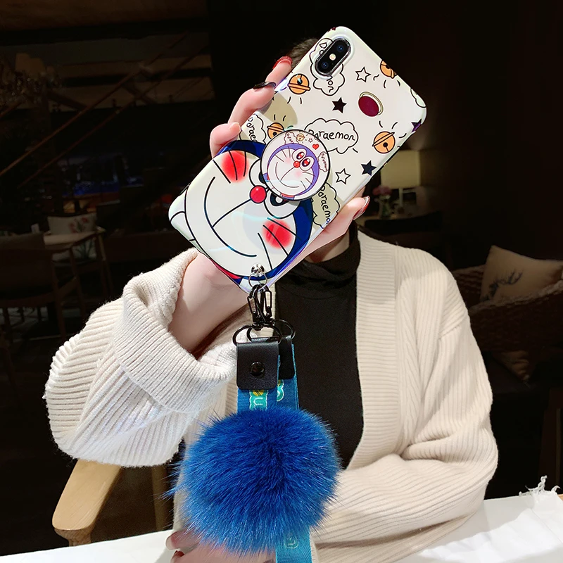 4 шт. для Sam S9 plus Doraemon мультяшный чехол мягкий Samsung Galaxy S10 S8 Note 9 Note8 + ремешок|Бамперы|