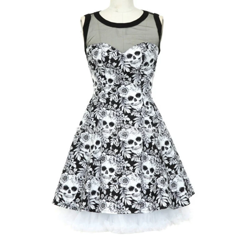 Vintage Style Sleeveless 3D Skull font b Floral b font font b Printed b font 2018