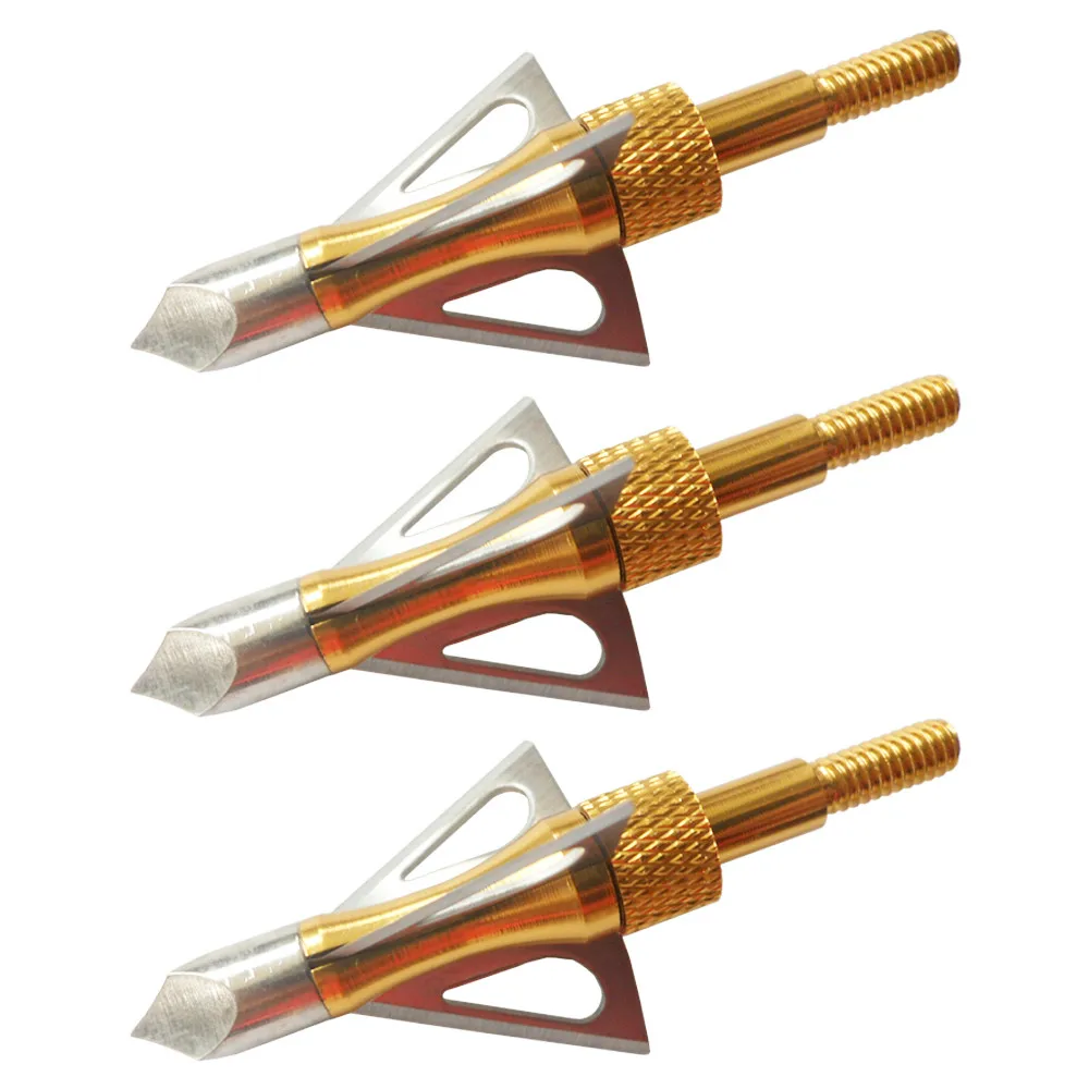 3Pcs Yellow Stainless Steel Broadhead 3 Fixed Blade for Crossbow