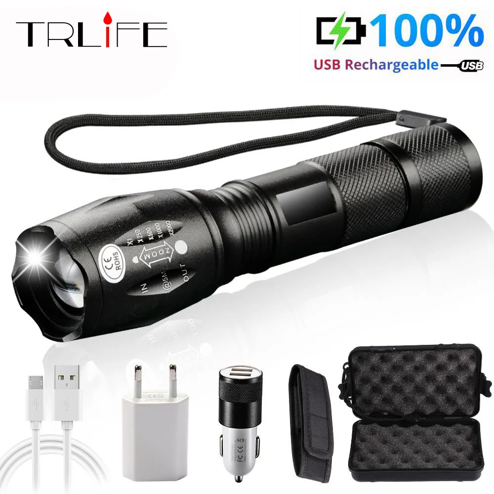 Linterna Tática Forte Do Zoom Da Luz Portátil Para O Usb Linterna Tática Forte Do Zoom Da Luz Portátil Para O Usb