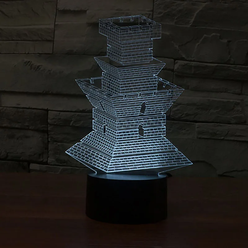 Видения Led 3D замок моделирования настольная лампа Home Decor башня здания светильники Usb 7 цветов Изменение для сна ночник Подарки