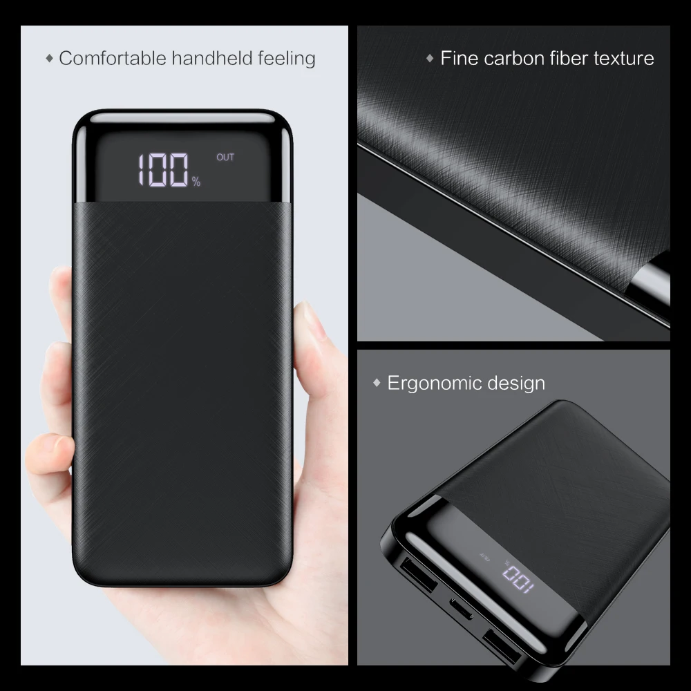FLOVEME 10000mAh Power Bank Led-anzeige Dual USB mi Power Externe Batterie Pack Tragbare Ladegerät