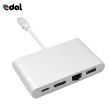 Кабель-Переходник USB C на HDMI 4 K+ Gigabit Ethernet(RJ45 Порты и разъёмы)+ USB 3,0 USB 3,1 Тип C адаптер USB-C сплиттер