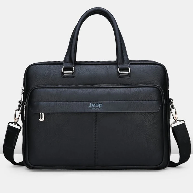 Модный Простой деловой мужской портфель от известного бренда, кожаная сумка для ноутбука, повседневная мужская сумка на плечо, офисный портфель для компьютера - Цвет: Black