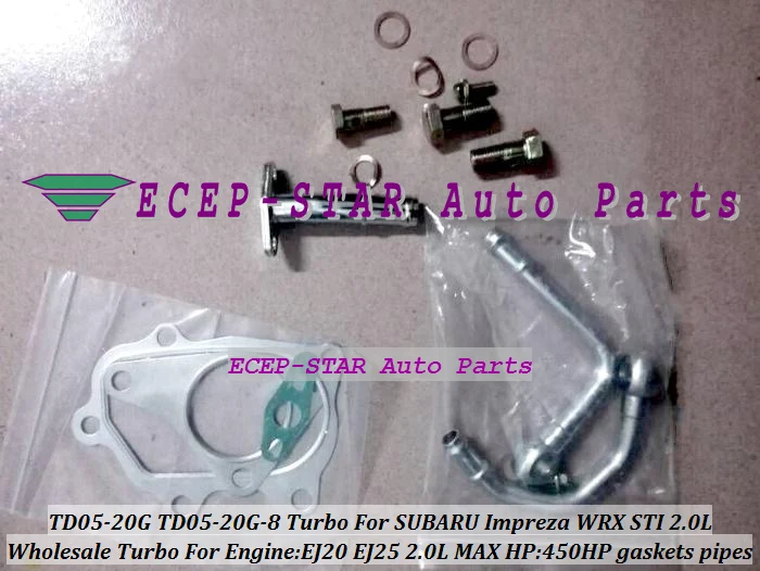 TD05-20G TD05-20G-8 Turbo Turbocharger For SUBARU Impreza WRX STI EJ20 EJ25 2.0L MAX HP 450HP with gaskets and pipes (5)