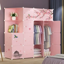 Ardrobe Simple Assembly Plastic Closet Bedroom Folding Storage Cabinet Simple Modern Economical Space saving Wardrobe