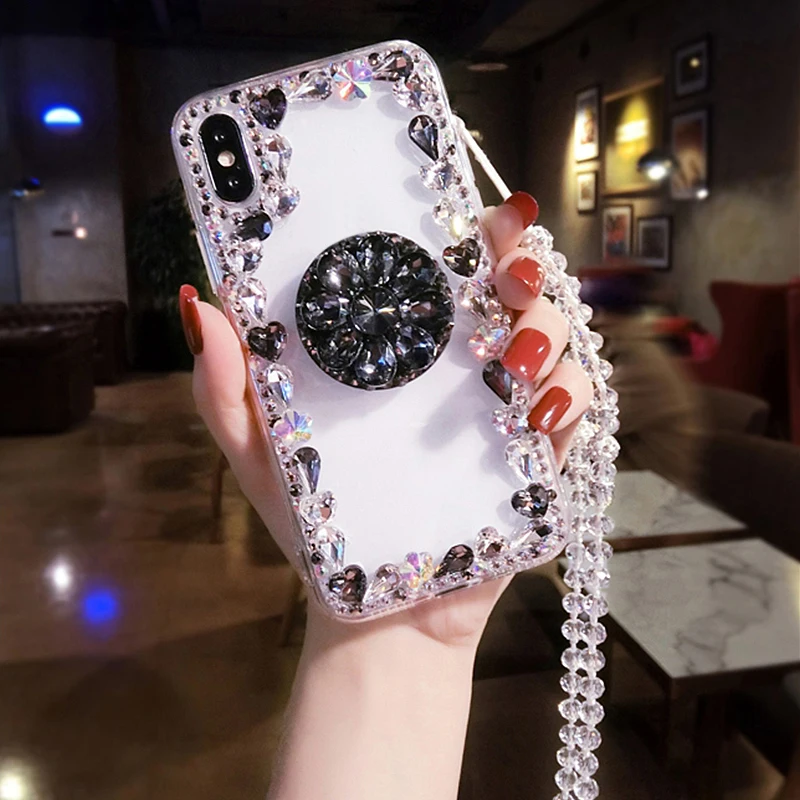 Роскошный 3D Блестящий чехол для телефона с блестящим держателем IPhone 5 6 6S 7 8 Plus X XR XS