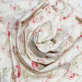 

600 TC 100% Egyptian Cotton Fabric Super width 275 cm 108 inches Satten Fabric for bedding sheets Pink beige printed 10 meters