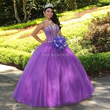 Vestidos de 15 Anos; сезон лето фиолетовое платье Кинсеаньера сладкий 16 платья с пайетками и стразами недорогие подростковые платья