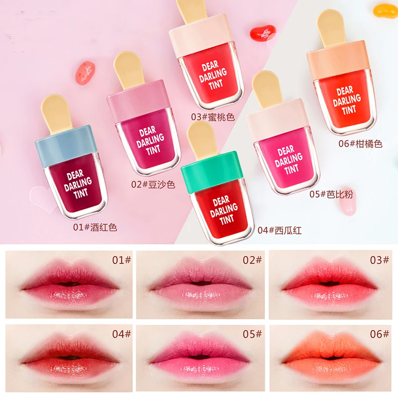 6 цветов матовая губная помада долговременный увлажнитель губы водонепроницаемый блеск для губ Макияж инструмент для красоты корейский стиль Мороженое Жидкий блеск для губ