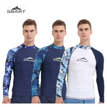 Sbart Мужская рубашка с длинным рукавом для плавания, лайкра, принт, пуш-ап, купальный костюм, защита от ультрафиолета-медузы, Рашгард для серфинга, трубка