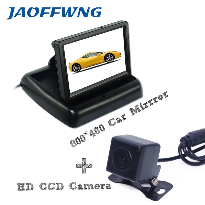 

Car parking camera 170 wide viewing angle +4.3" foldable car screen monitor placement In-Dash 800*480 resolution universal