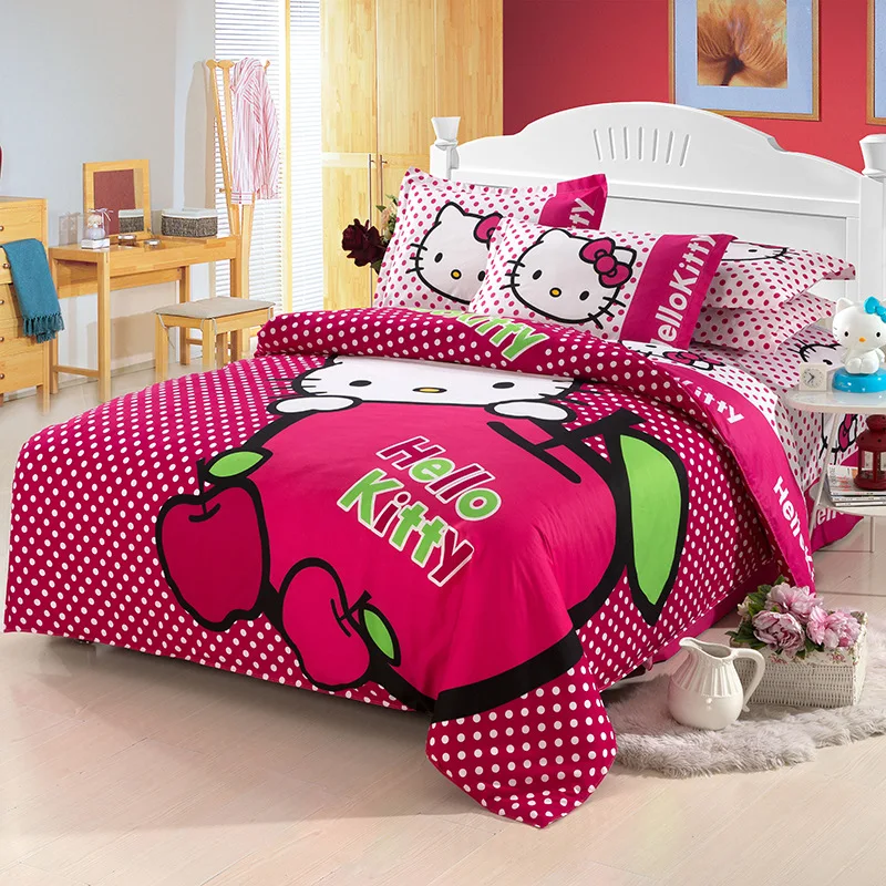 Новейший прекрасный мультфильм hello kitty cut mouse 4 шт./3 шт. пододеяльник наборы мягкий полиэстер постельное белье набор простыней для плоской кровати наволочка