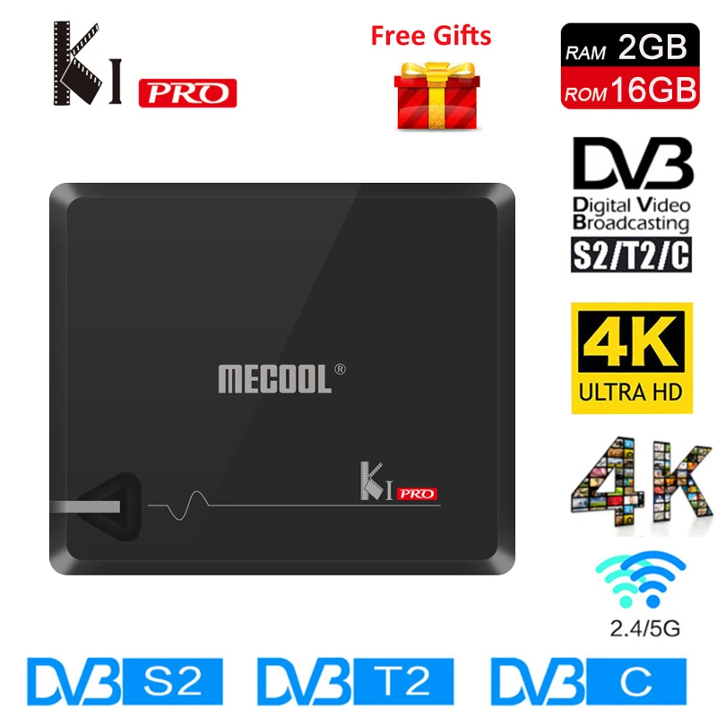 Android 7,1 ТВ коробка KI PRO Amlogic S905D 4 ядра DVB-T2 DVB-S2 DVB-C DDR4 2G/16G двухъядерный процессор Wi-Fi Декодер каналов кабельного телевидения Коробки 4 K HD DVB