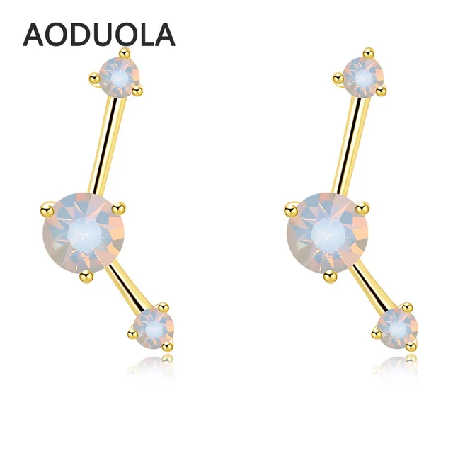 2017 New Gold Color Less Than No Shape Stud Earrings With Opal 2017 New Gold Color Less Than No Shape Stud Earrings With Opal For Women