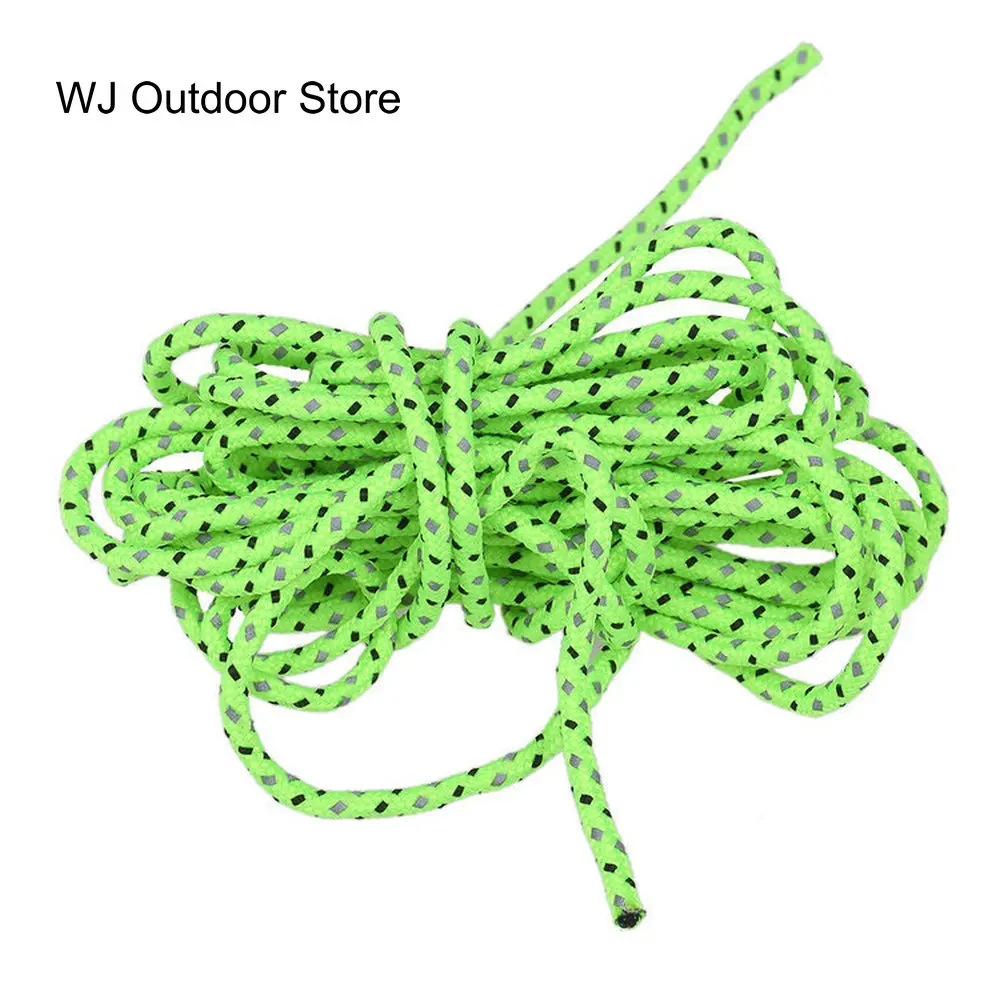 

WJ Outdoor Tent Rope Quality Green Reflective guy ropes for tents Canopy Guy Line Camp Cord Camping Hiking Accessories