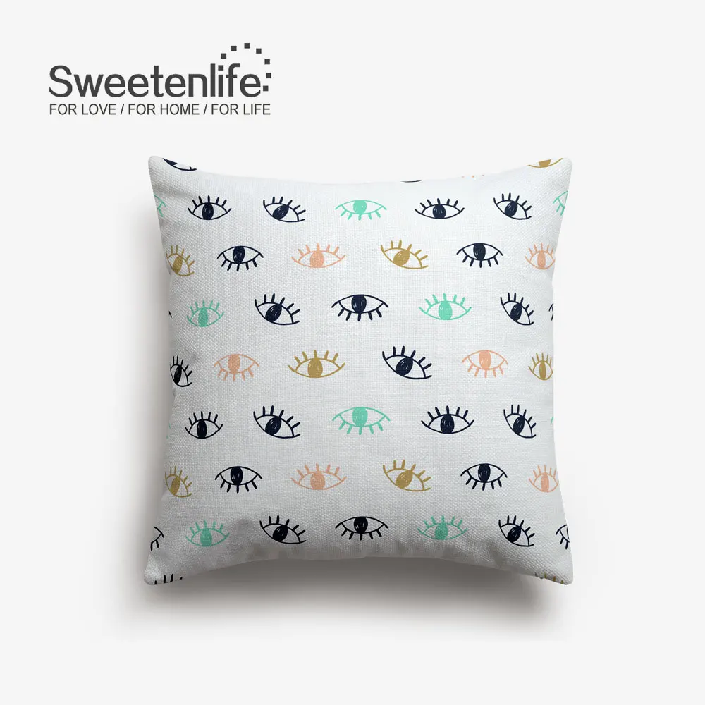 Sweetenlife 45x45 см нарисованные вручную глаза модные наволочки стиль наволочки для дома Декор Высокое качество Белый лен подушка для стула - Цвет: SL0332