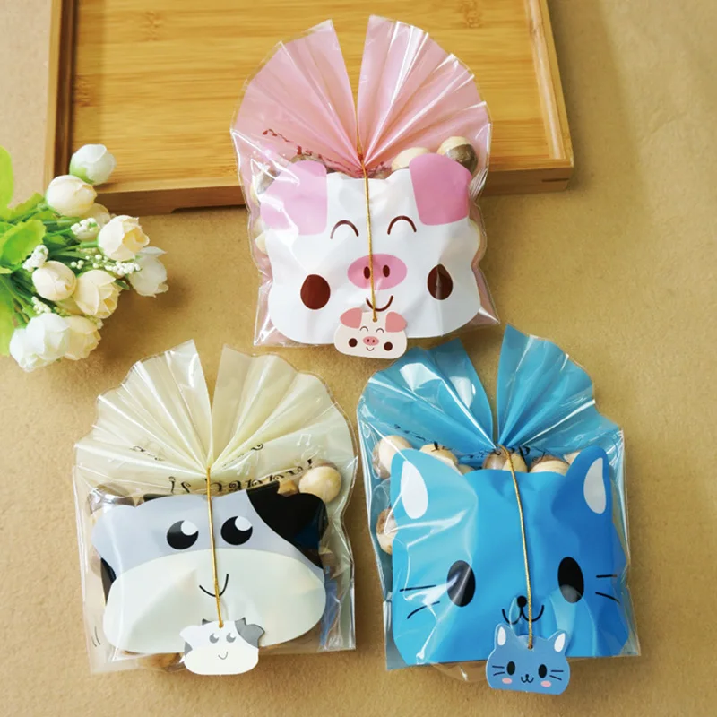 

10pcs Cute Cow Cat Candy Bags Cartoon Cake Biscuit Cookies Packaging Supplies baby shower birthday party wedding decorations
