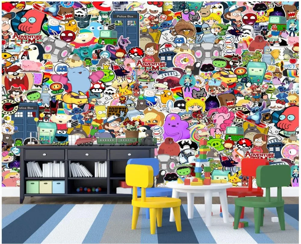 

Custom photo wallpaper 3d wall murals wallpaper Cartoon animal graffiti wall children room background wall papers home decor