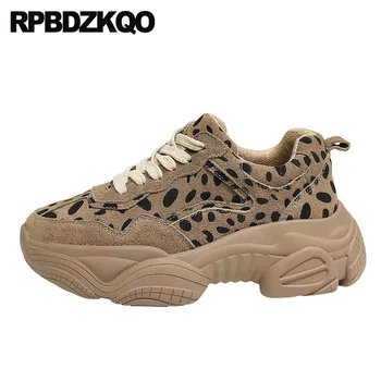 

leopard print muffin harajuku lace up women china fitness thick sole round toe elevator suede creepers platform shoes designer