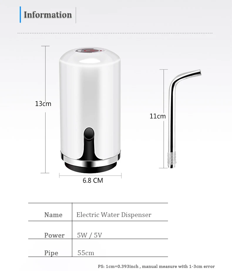 Диспенсер De Agua Embotellada 5L 7.5L 4.5L холодный кран для бутылки автоматический Eelectric Портативный питьевой диспенсер для водяного насоса 003