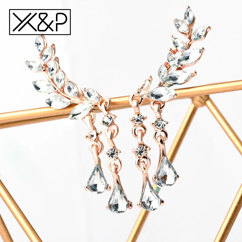 Женские серьги гвоздики с крыльями ангела X & P из сплава инкрустацией вечерние