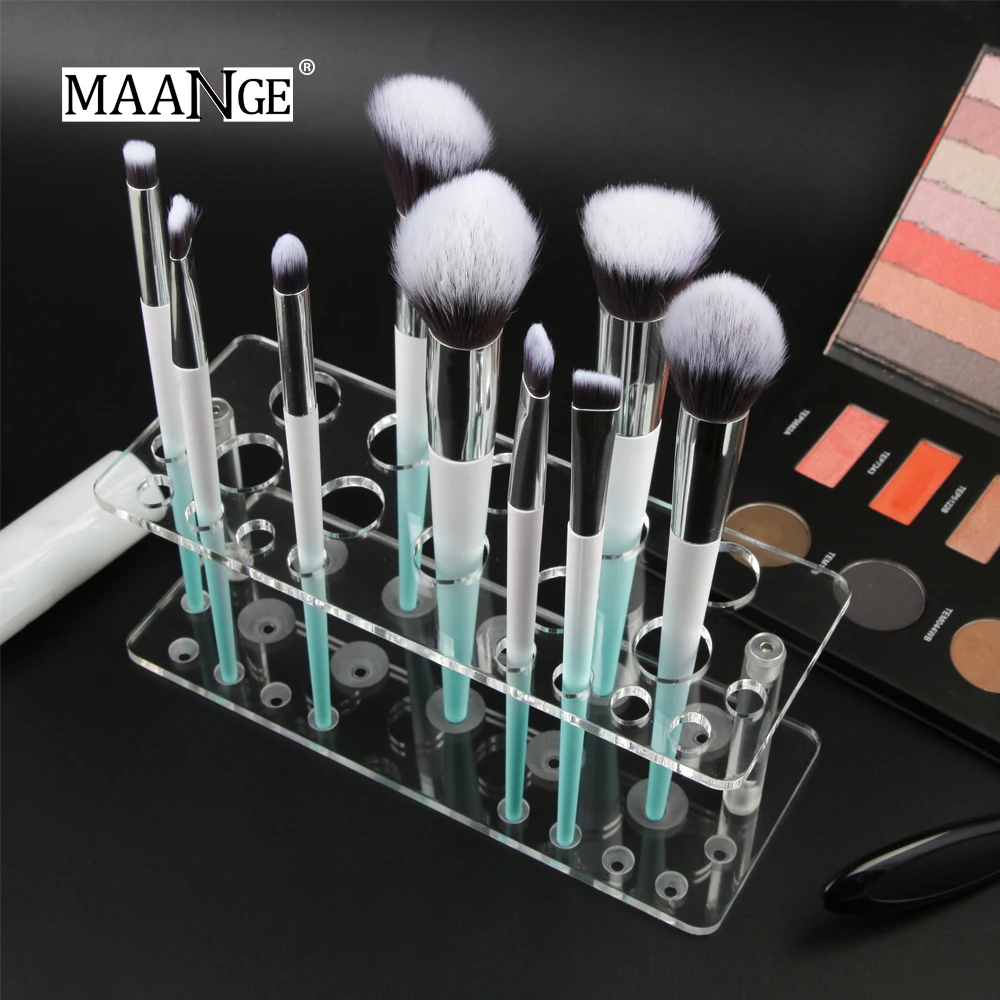 

MAANGE 20 Holes Acryli Cosmetic Display Stand Makeup Brushes Holder Professional Clear Make Up Drying Rack Organizer Shelf Tools