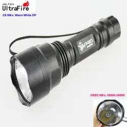 U-F C8 CREE xm-l 3000 К-3500 К теплый белый 1000lm 3-Режим High> Средний> Low ОП светодиодный фонарик (1x18650)