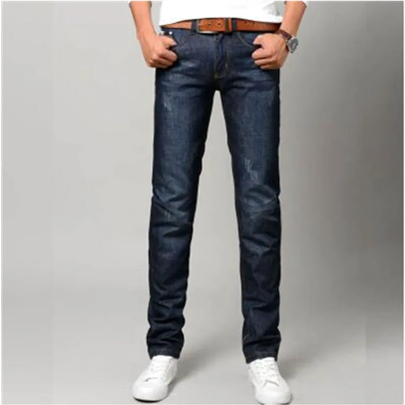 2016 fashion blue jeans male solid color pencil long Slim Fit Men Jeans explosion models Slim