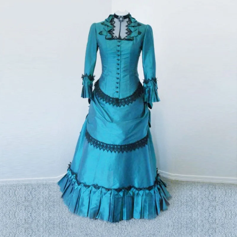 black victorian bustle dress