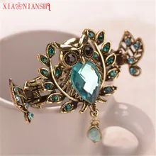 Очаровательные золотые металлические украшения для волос в виде совы, топ, кристалл, камень, краб, заколка-коготь, Винтажные заколки для волос, аксессуары для волос, подарок для женщин и девушек