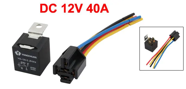 5 Terminals DC 12V 40A SPDT Power Relay Socket Kit for Auto Car