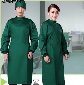 

Free Shipping Long sleeve surgical clothing hospital scrubs overalls professional insulating clothes cheap operating gown coat